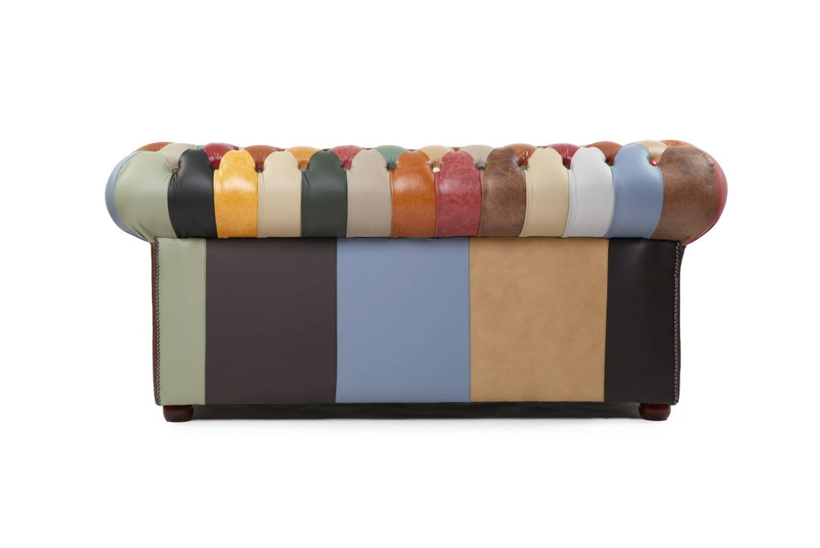 Divano Chesterfield club 2 posti harlequin patchwork inglese originale - Antichità Sale