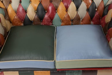 Divano Chesterfield club 2 posti harlequin patchwork inglese originale - Antichità Sale