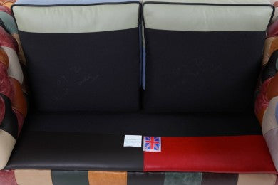 Divano Chesterfield club 2 posti harlequin patchwork inglese originale - Antichità Sale