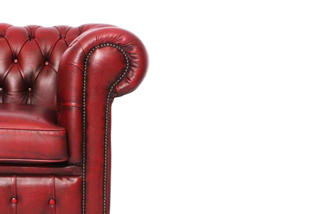 Poltrona chesterfield club inglese originale vintage in pelle bordeaux