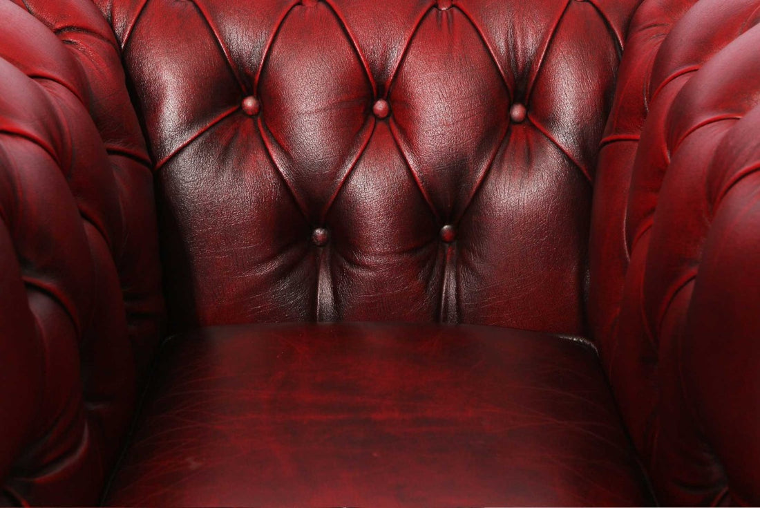 Poltrona chesterfield club inglese originale vintage in pelle bordeaux