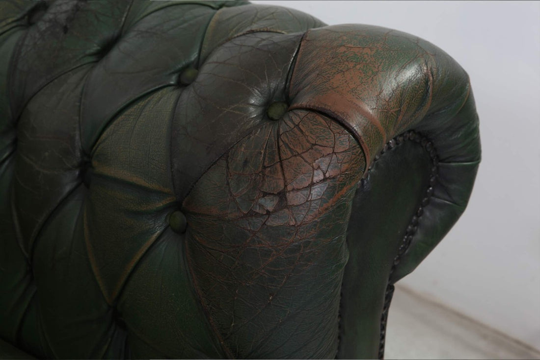 Divano chesterfield club 3 posti vintage originale verde