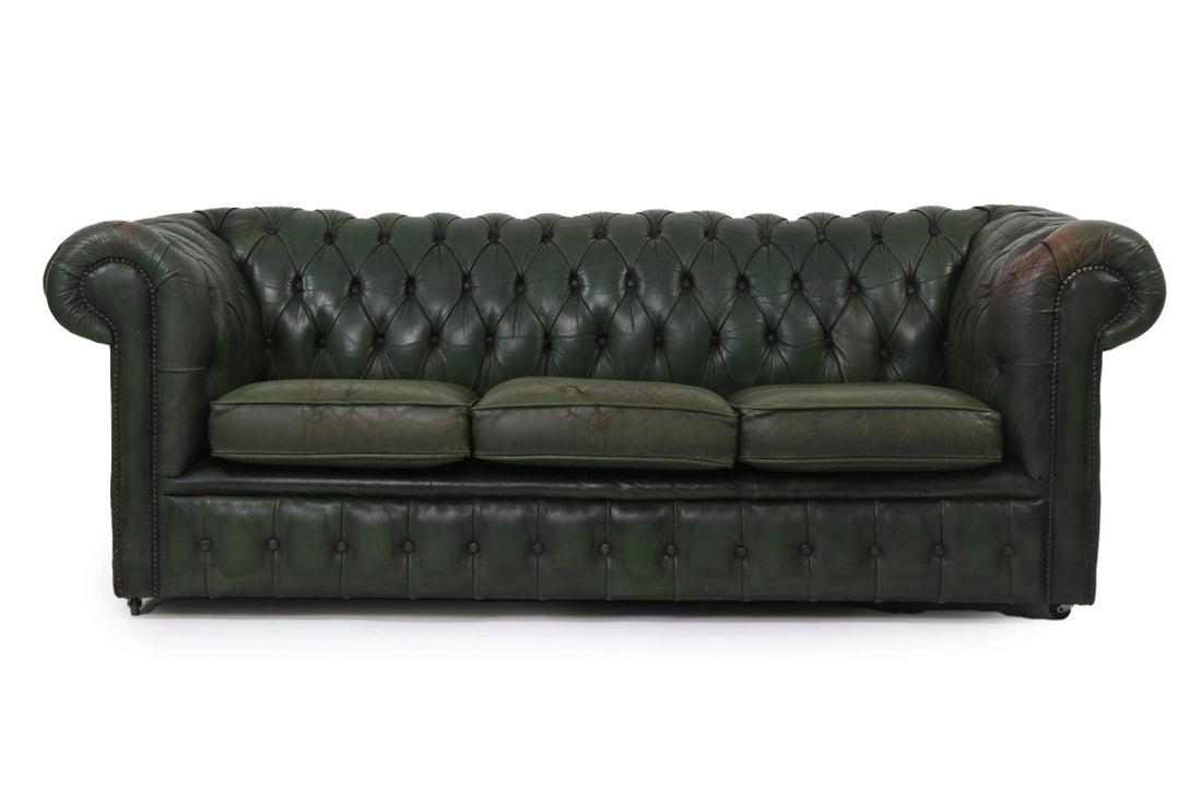 Divano chesterfield club 3 posti vintage originale verde