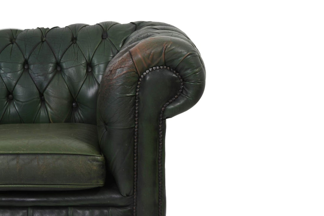 Divano chesterfield club 3 posti vintage originale verde