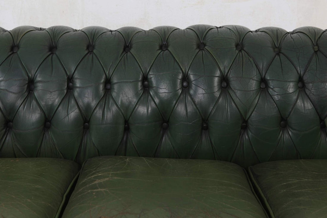 Divano chesterfield club 3 posti vintage originale verde