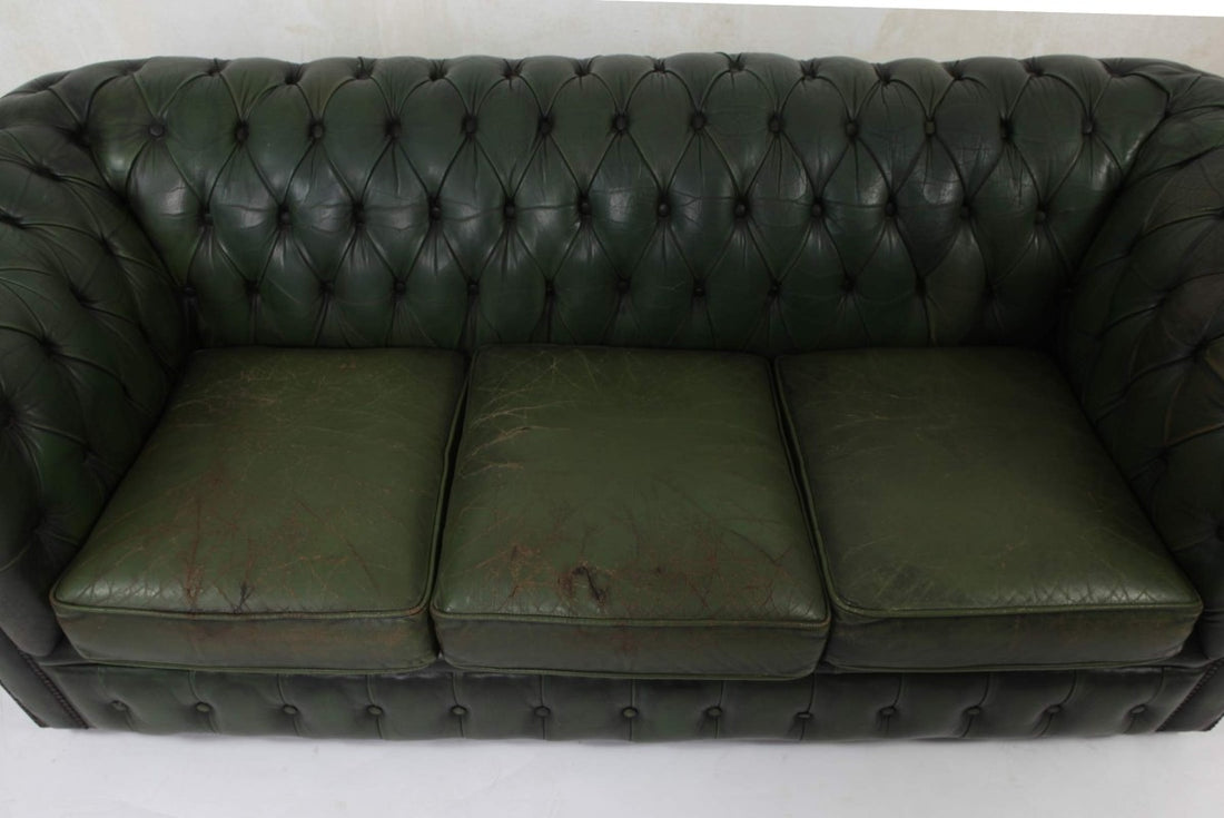 Divano chesterfield club 3 posti vintage originale verde