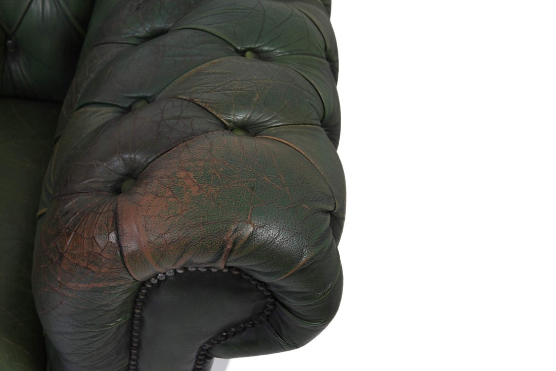 Divano chesterfield club 3 posti vintage originale verde