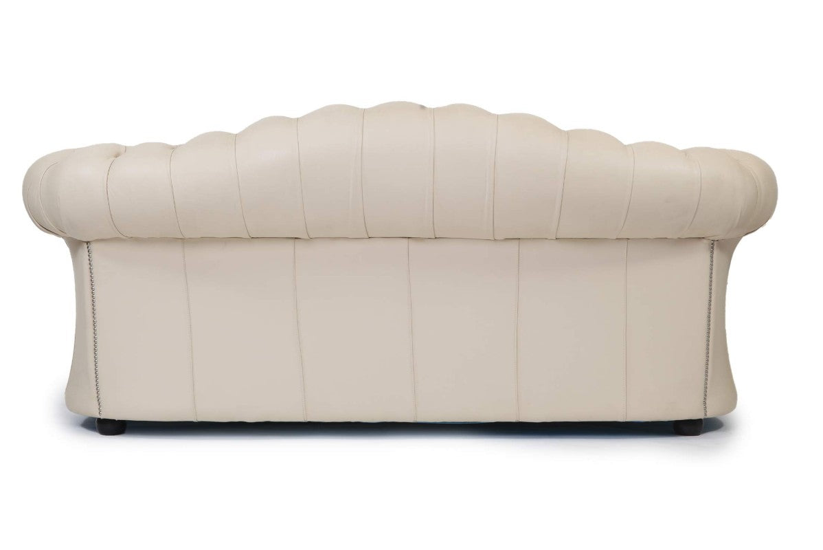 Divano chesterfield modello Oxford 3 posti vintage inglese avorio - Antichità Sale