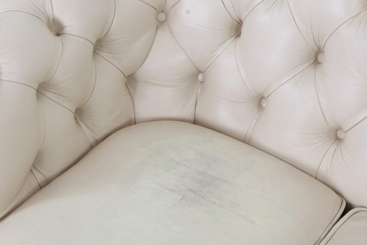 Divano chesterfield modello Oxford 3 posti vintage inglese avorio - Antichità Sale