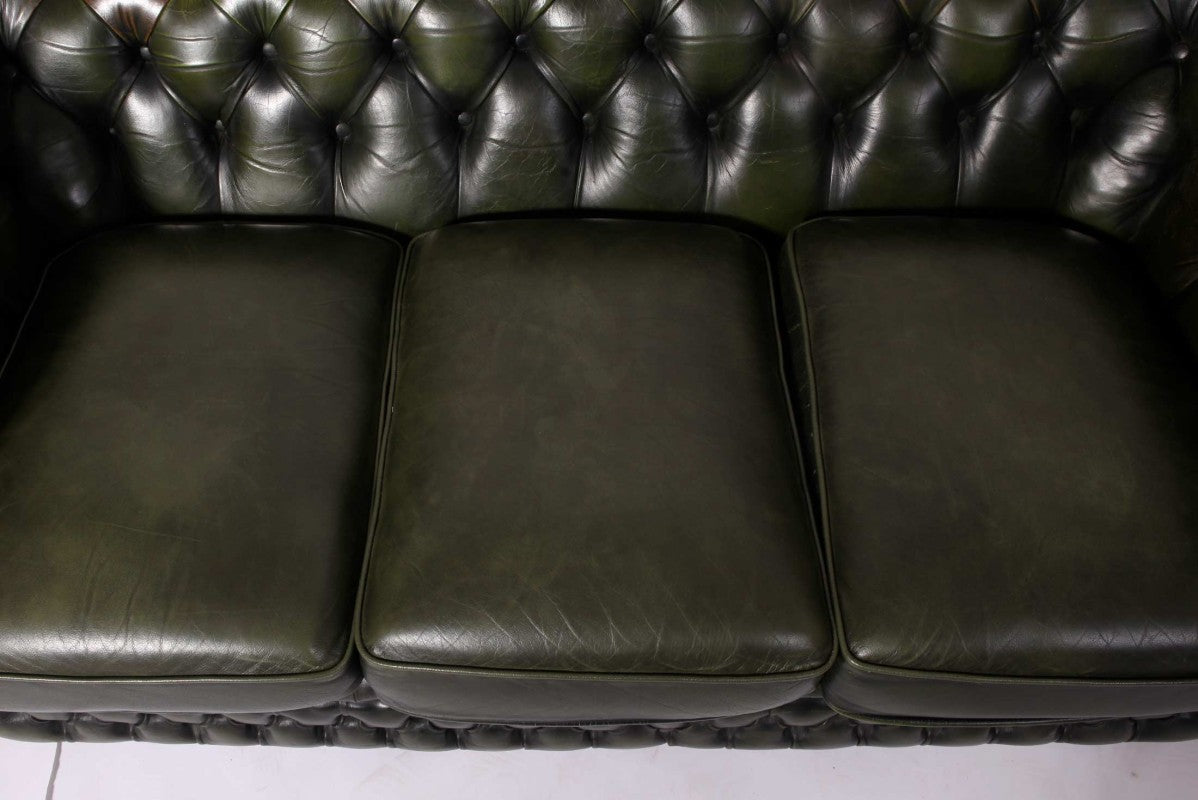 Divano chesterfield 3 posti club vintage inglese originale verde - Antichità Sale