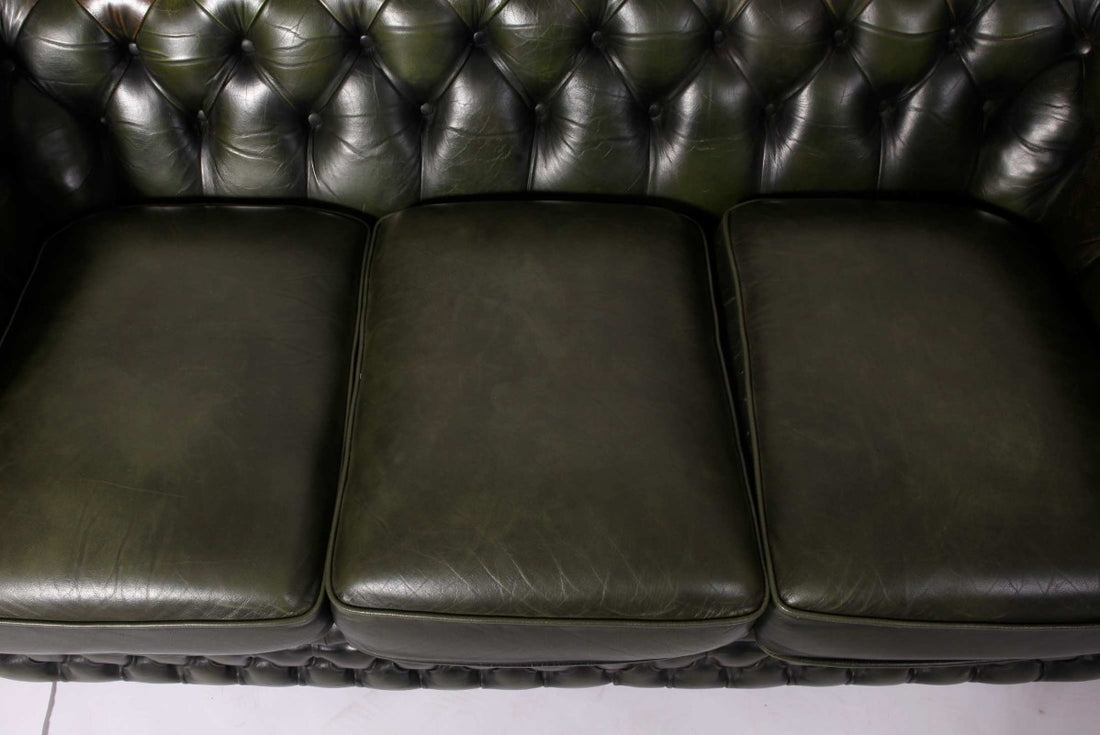 Divano chesterfield 3 posti club vintage inglese originale verde