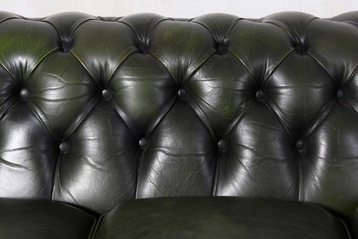 Divano chesterfield 3 posti club vintage inglese originale verde - Antichità Sale