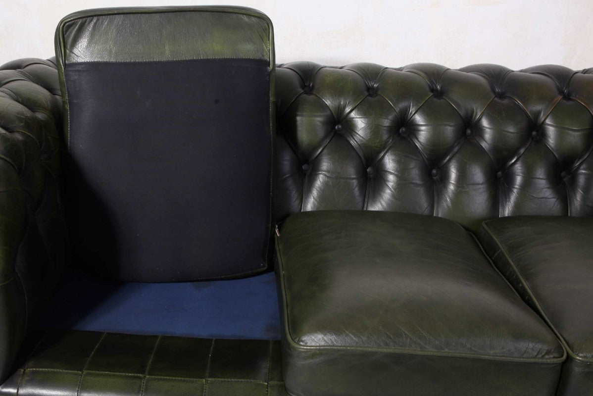 Divano chesterfield 3 posti club vintage inglese originale verde - Antichità Sale