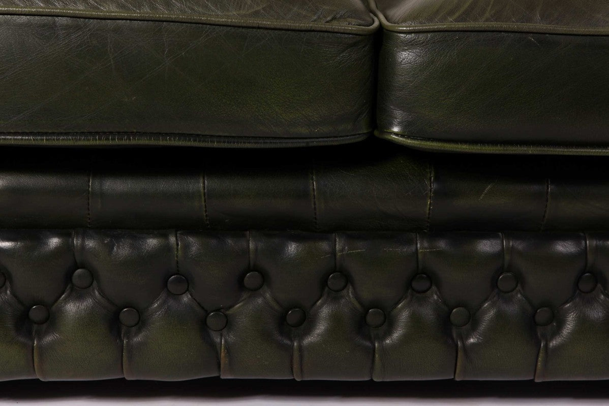 Divano chesterfield 3 posti club vintage inglese originale verde - Antichità Sale
