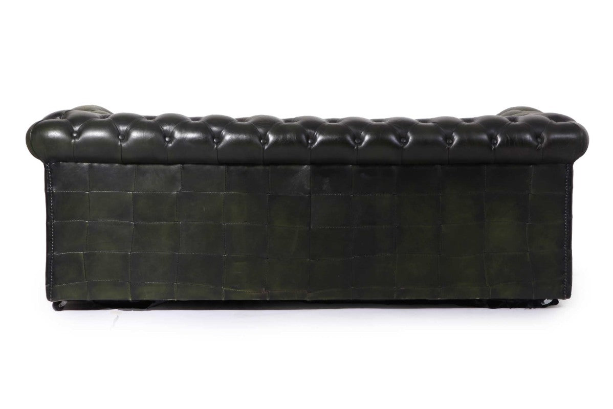 Divano chesterfield 3 posti club vintage inglese originale verde - Antichità Sale