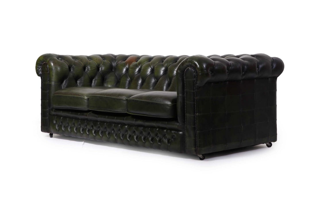 Divano chesterfield 3 posti club vintage inglese originale verde