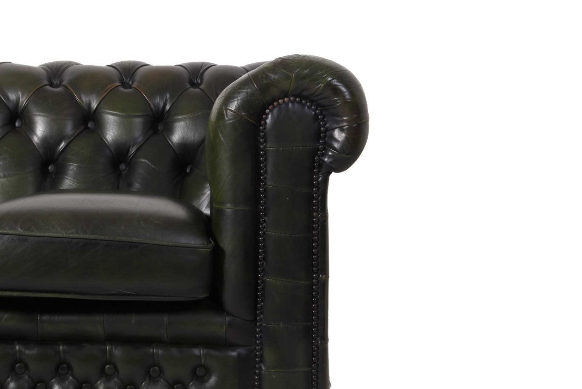 Divano chesterfield 3 posti club vintage inglese originale verde - Antichità Sale