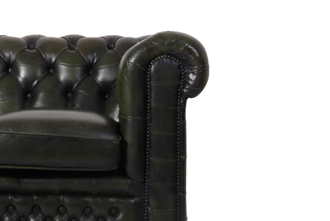 Divano chesterfield 3 posti club vintage inglese originale verde