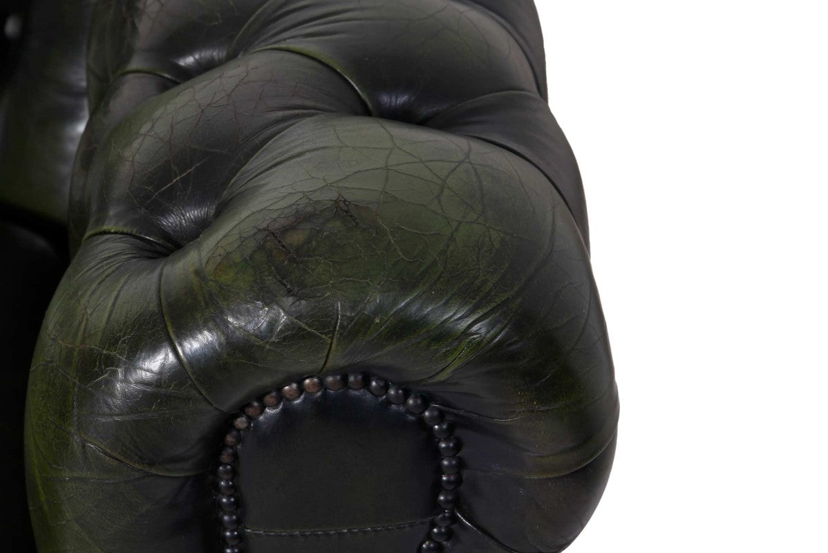 Divano chesterfield 3 posti club vintage inglese originale verde - Antichità Sale