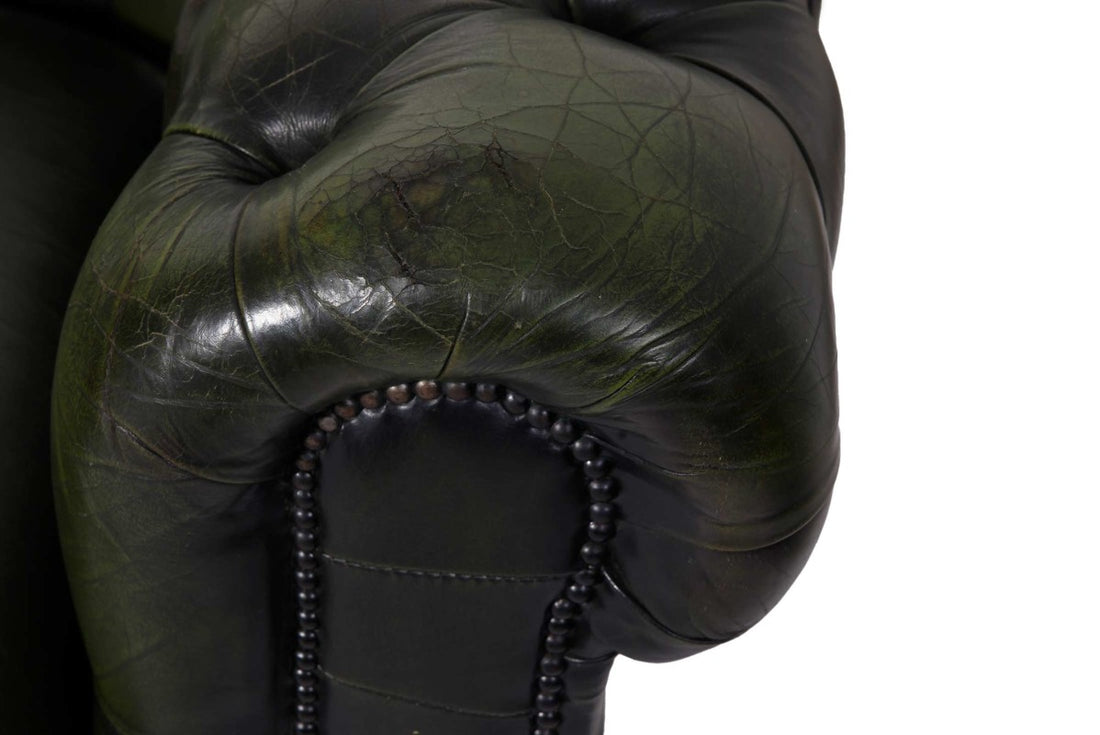 Divano chesterfield 3 posti club vintage inglese originale verde