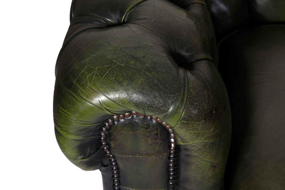 Divano chesterfield 3 posti club vintage inglese originale verde - Antichità Sale