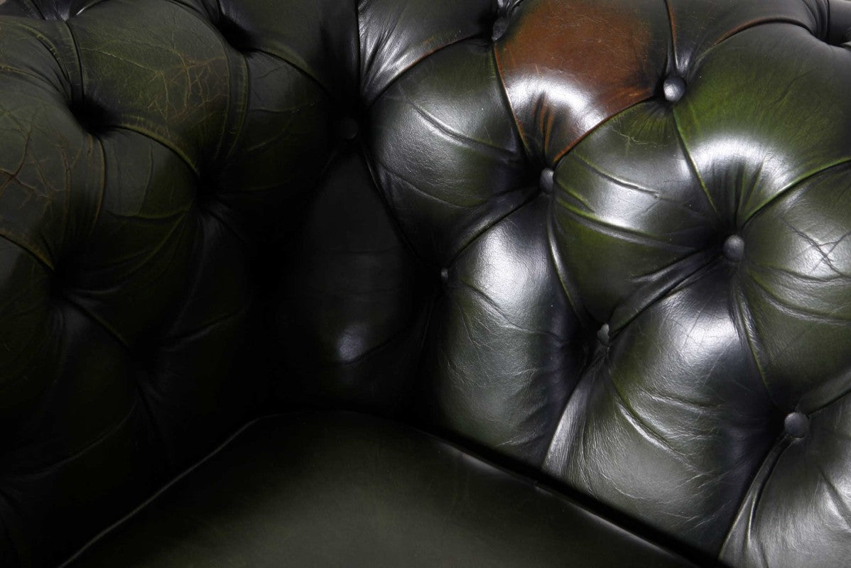 Divano chesterfield 3 posti club vintage inglese originale verde - Antichità Sale