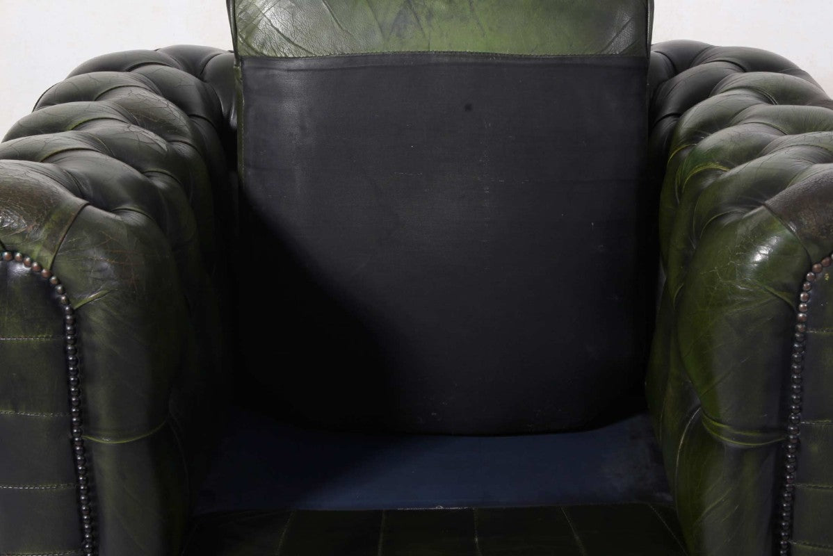 Poltrona chesterfield club vintage inglese originale verde - Antichità Sale