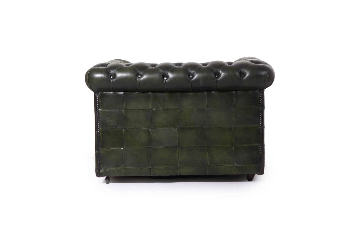 Poltrona chesterfield club vintage inglese originale verde - Antichità Sale