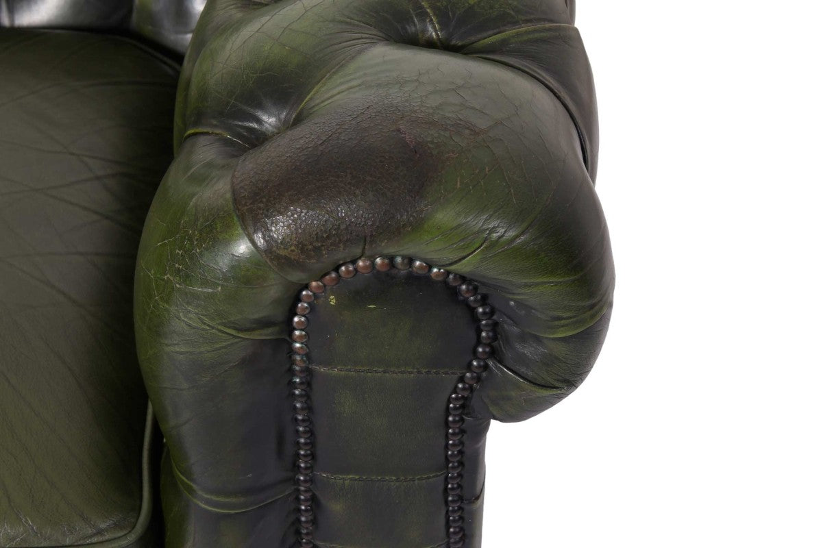 Poltrona chesterfield club vintage inglese originale verde - Antichità Sale