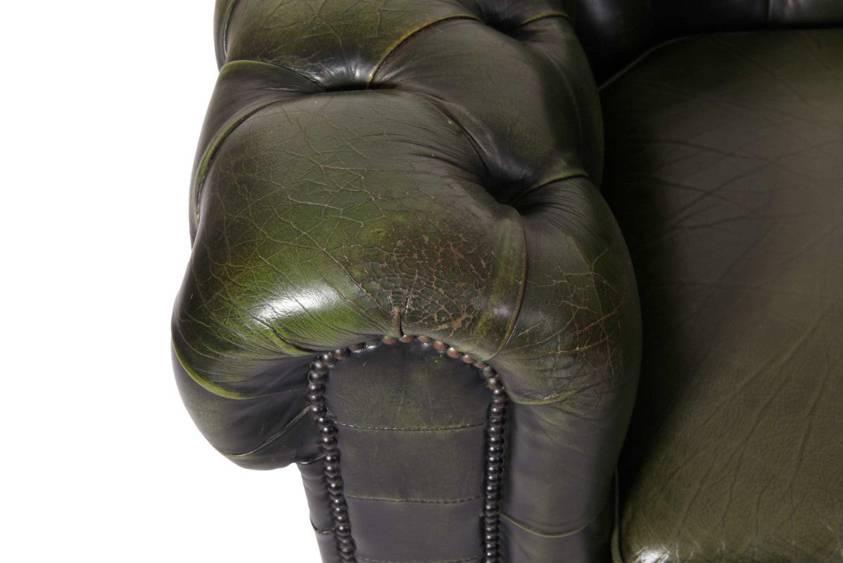 Poltrona chesterfield club vintage inglese originale verde - Antichità Sale