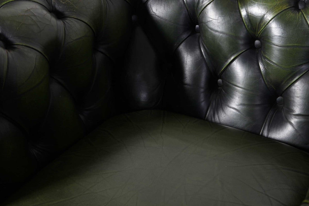 Poltrona chesterfield club vintage inglese originale verde - Antichità Sale