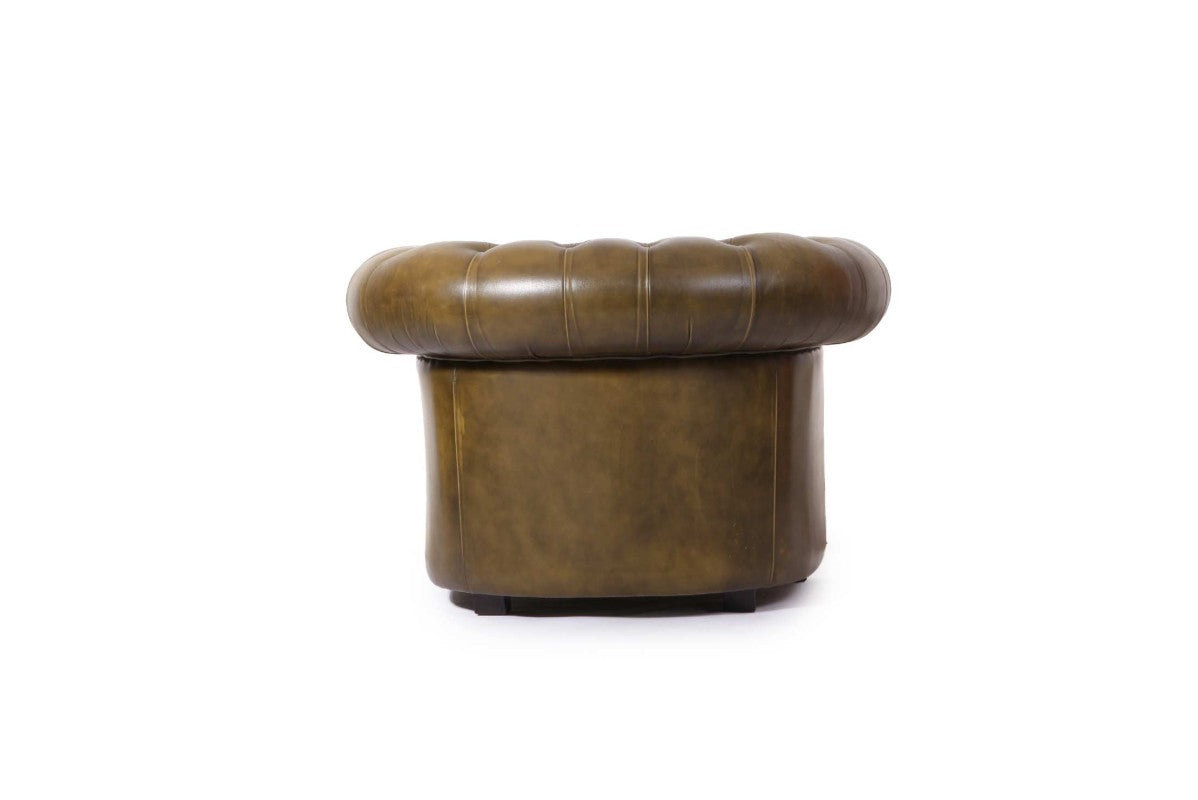 Coppia di poltrone chesterfield club vintage verde oliva - Antichità Sale