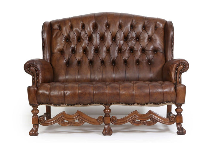 Divano 2 posti chesterfield bergere vintage inglese marrone