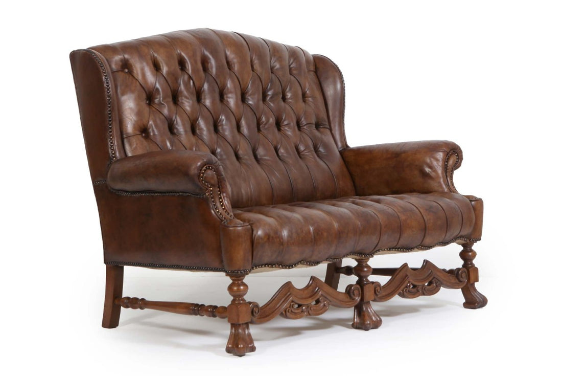 Divano 2 posti chesterfield bergere vintage inglese marrone