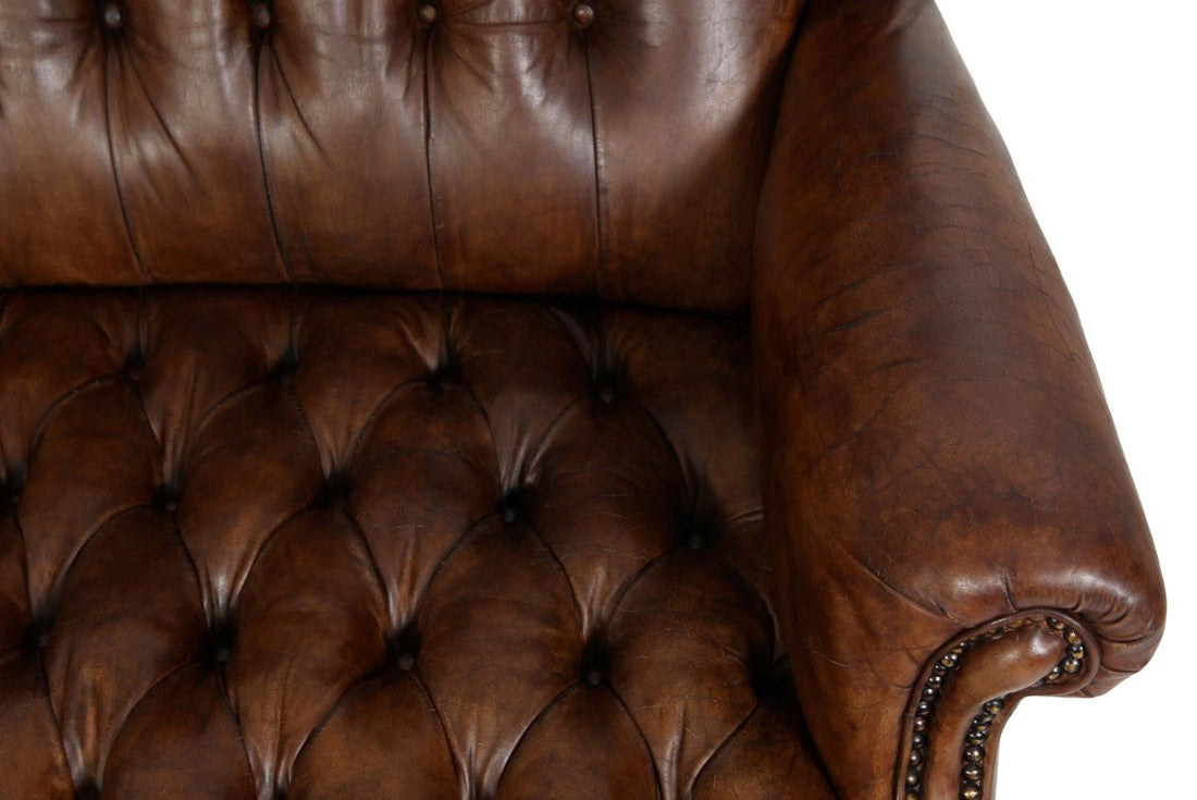 Divano 2 posti chesterfield bergere vintage inglese marrone
