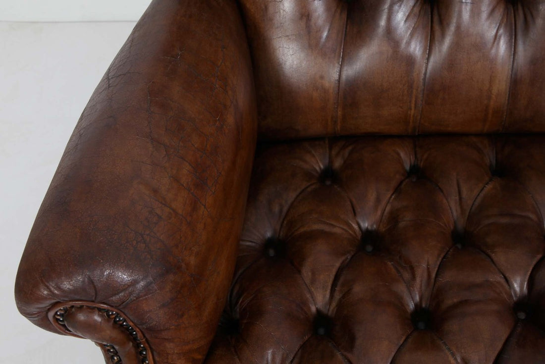Divano 2 posti chesterfield bergere vintage inglese marrone