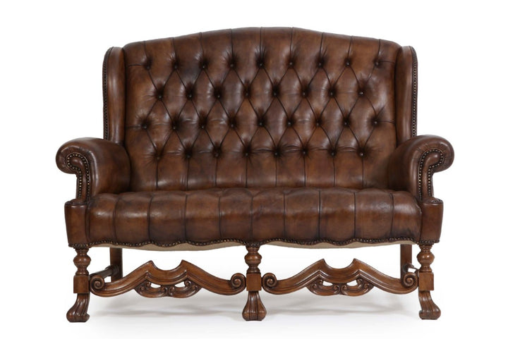 Divano 2 posti chesterfield bergere vintage inglese marrone