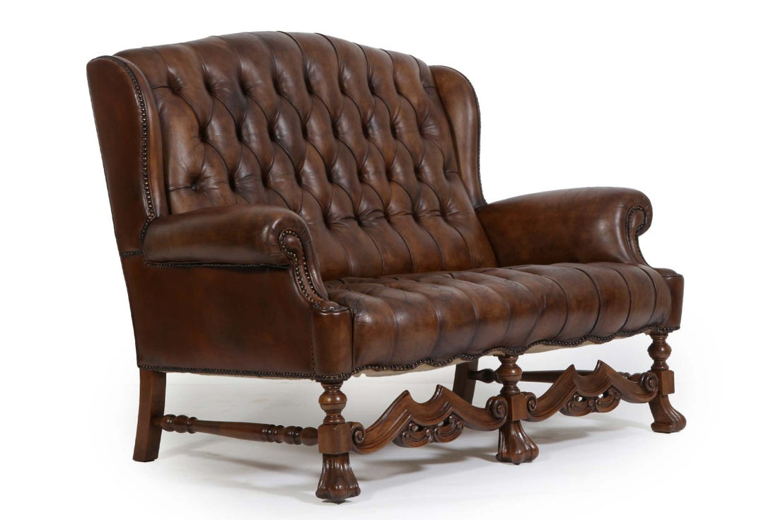 Divano 2 posti chesterfield bergere vintage inglese marrone