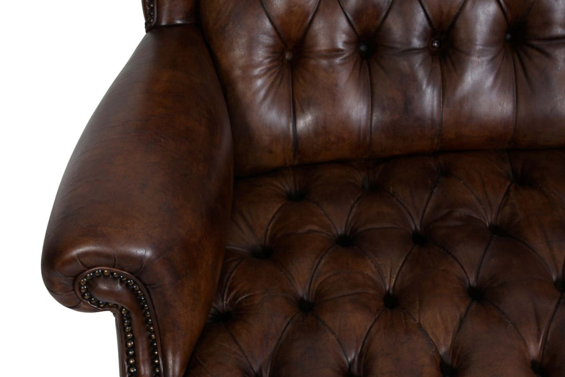 Divano 2 posti chesterfield bergere vintage inglese marrone