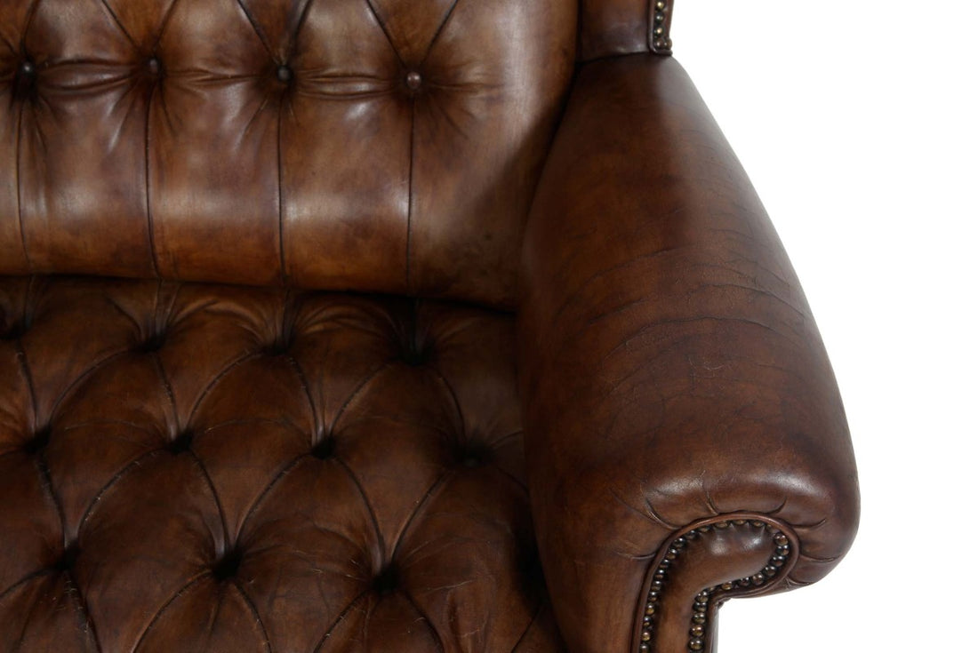 Divano 2 posti chesterfield bergere vintage inglese marrone