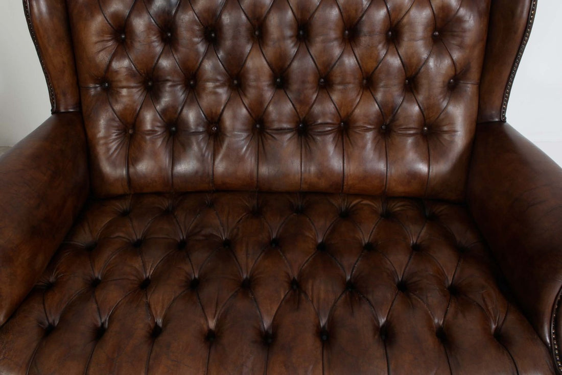 Divano 2 posti chesterfield bergere vintage inglese marrone