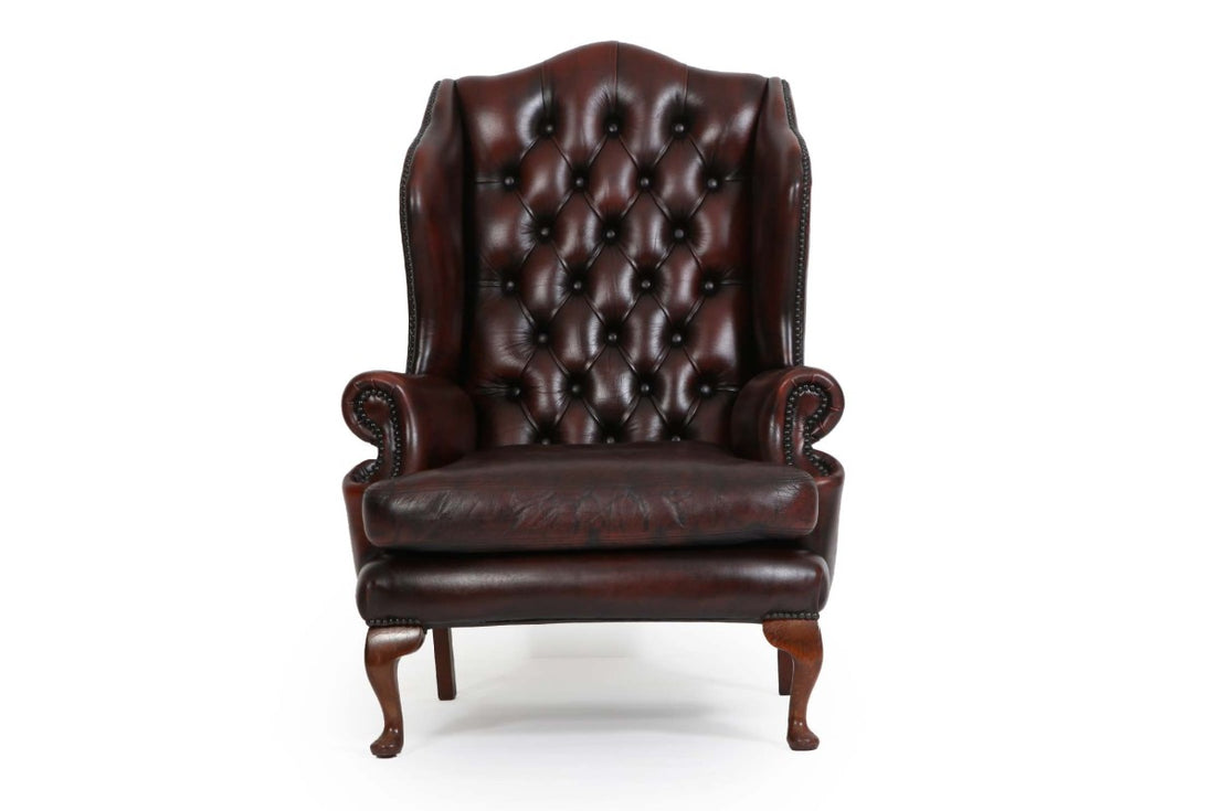 Poltrona chesterfield bergere vintage inglese originale marrone