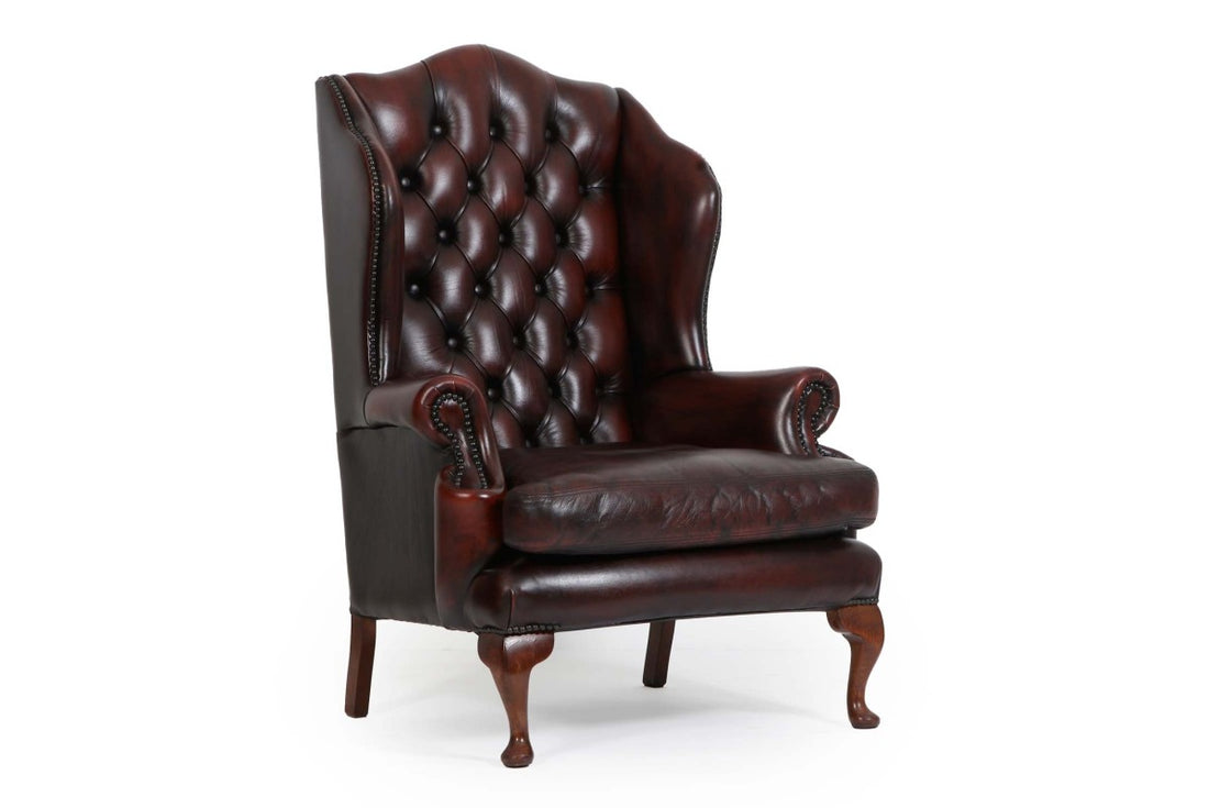 Poltrona chesterfield bergere vintage inglese originale marrone