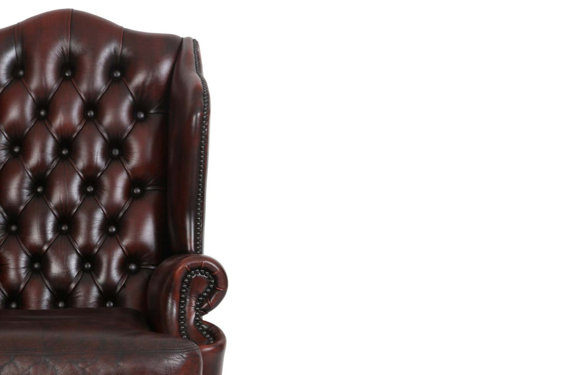 Poltrona chesterfield bergere vintage inglese originale marrone