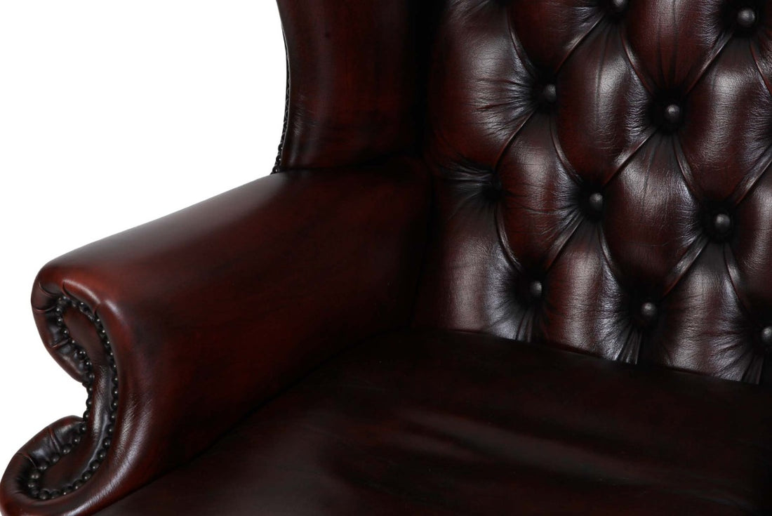 Poltrona chesterfield bergere vintage inglese originale marrone