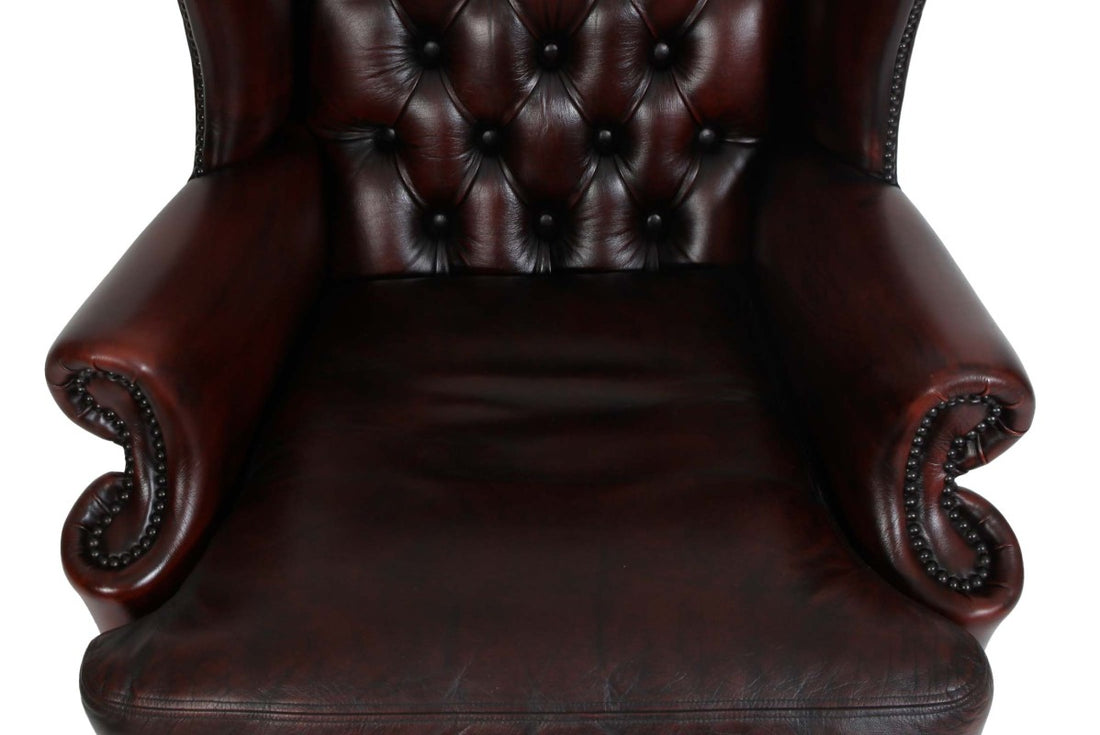 Poltrona chesterfield bergere vintage inglese originale marrone