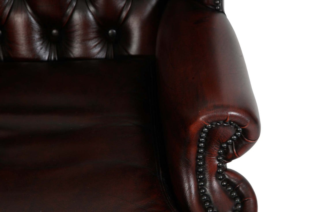 Poltrona chesterfield bergere vintage inglese originale marrone