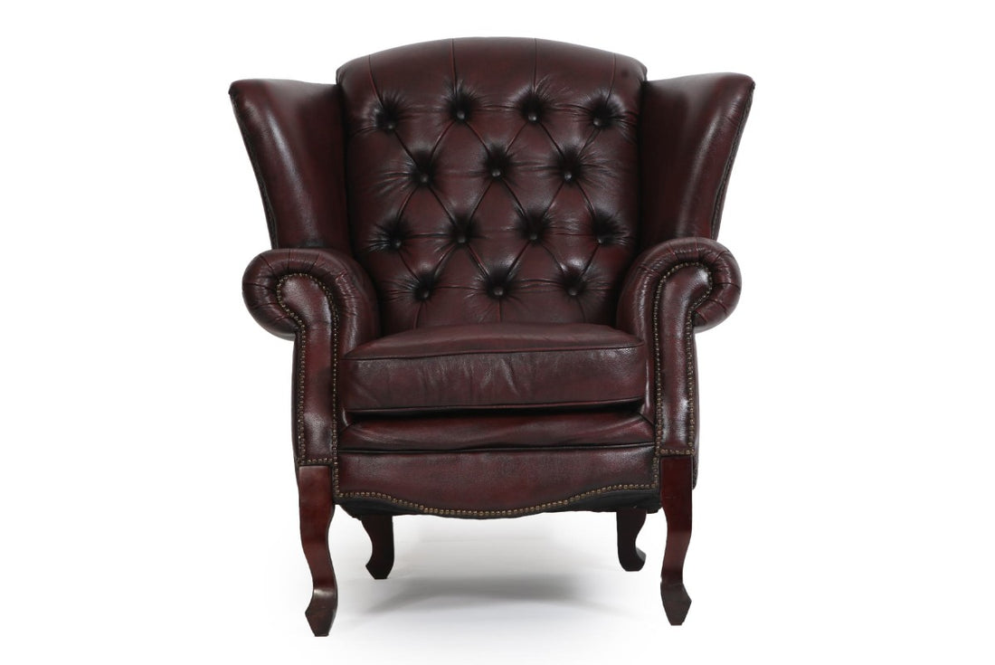 Poltrona chesterfield bergere vintage inglese originale marrone