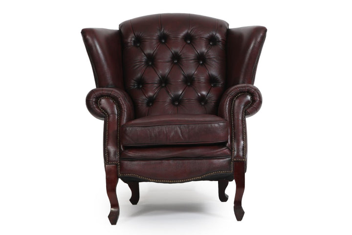 Poltrona chesterfield bergere vintage inglese originale marrone