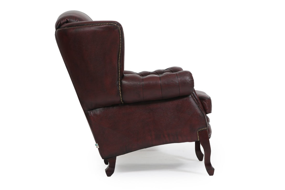 Poltrona chesterfield bergere vintage inglese originale marrone
